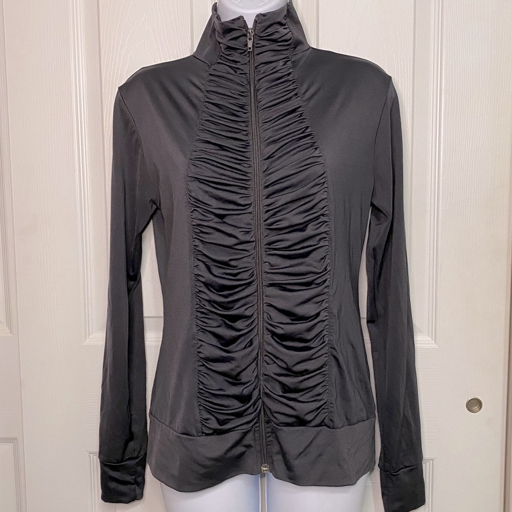 Ruched Front Gray Track Jacket